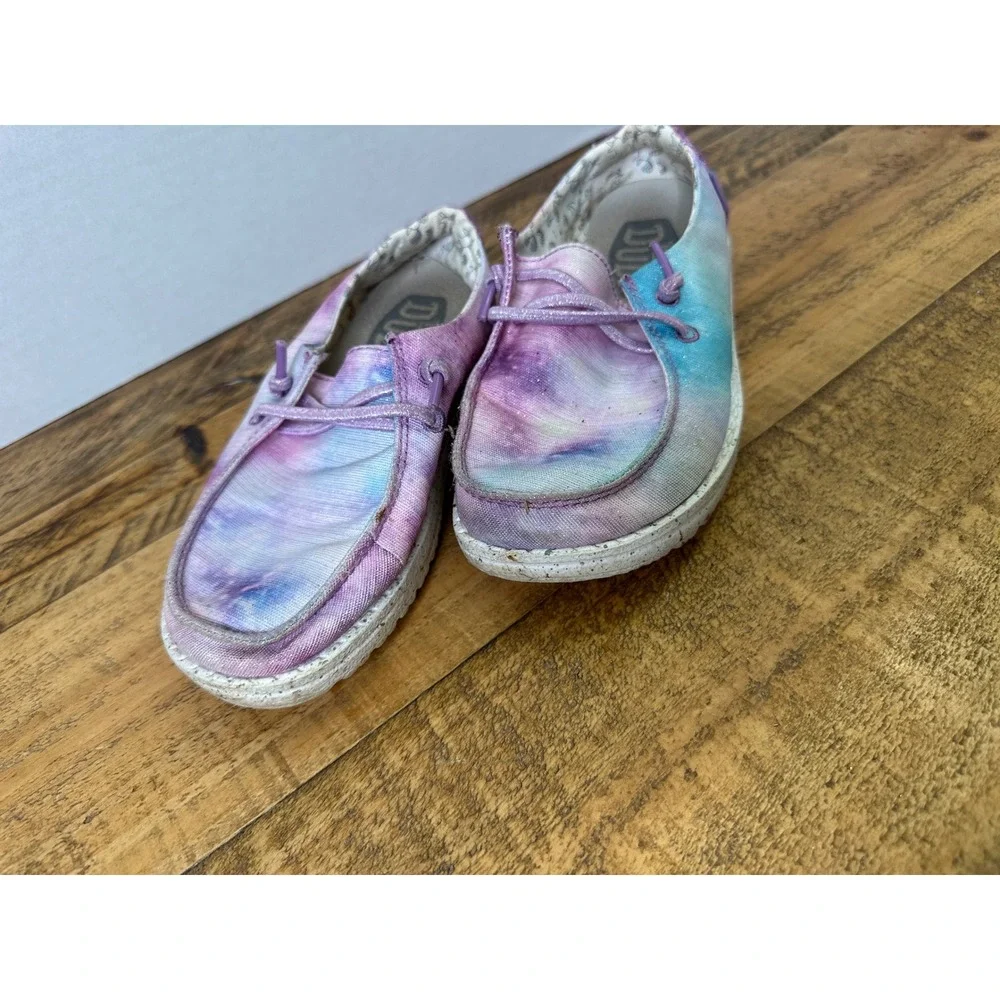 Hey‎ Dude Wendy Youth Dreamer Tie Dye Purple Blue Pink Slip On Loafers K13